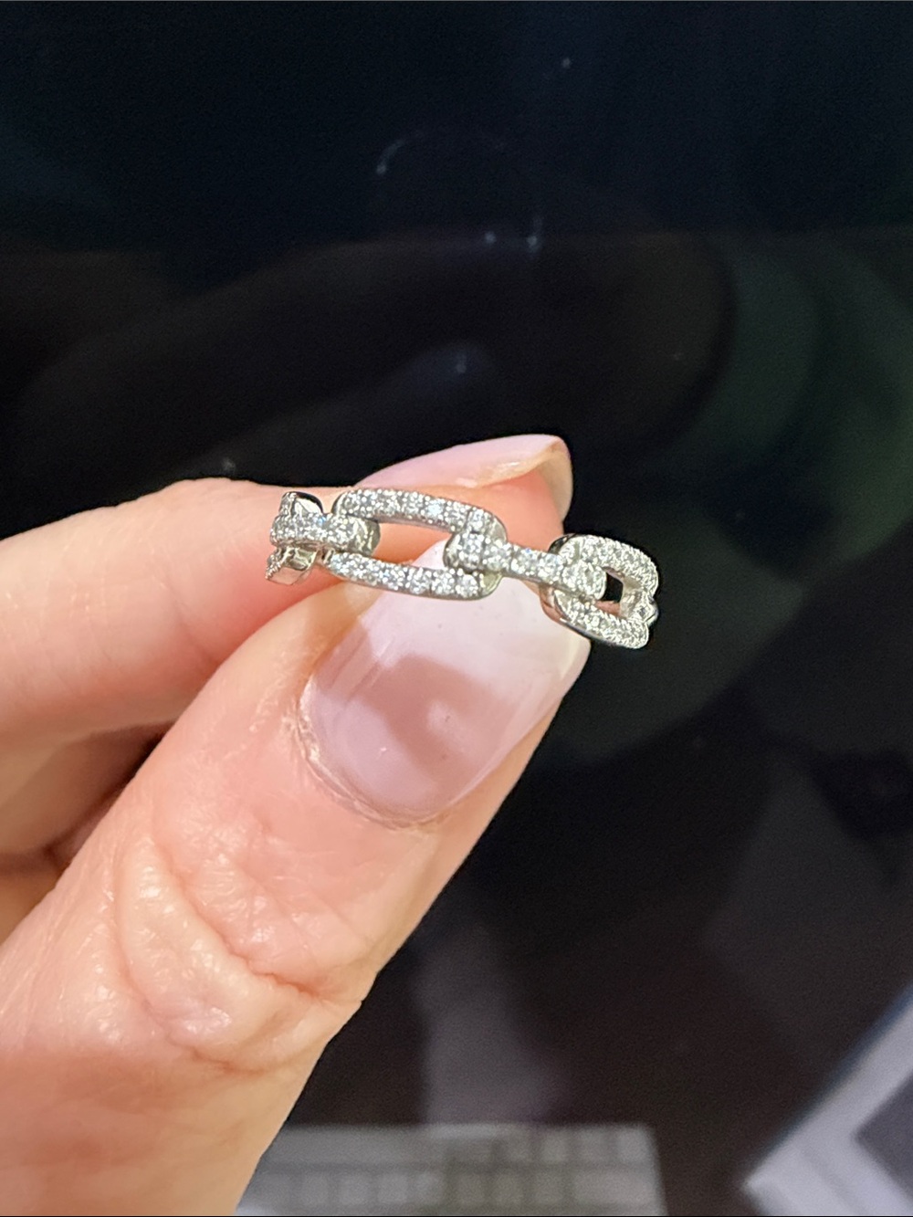 Moissanite Chain Link Ring